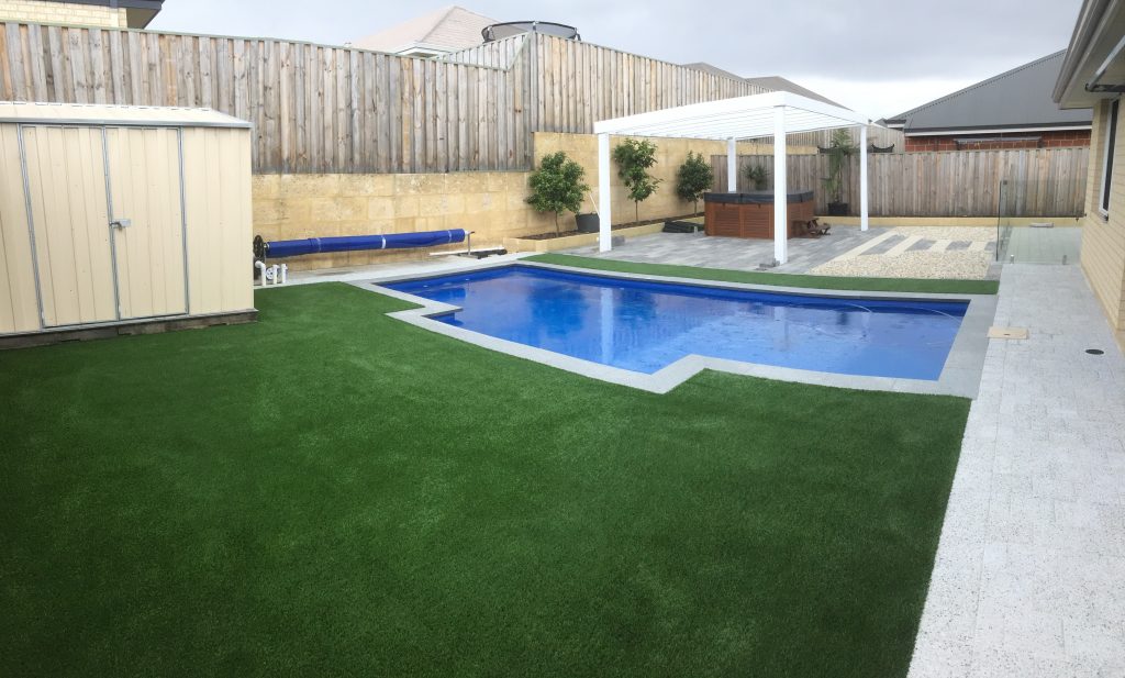 Artificial grass Around pool Wa turf gurus